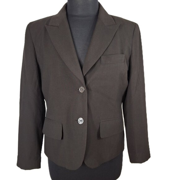 Michael Kors Womans Business Career Suit Blazer Jacket Sz 12 Matte Brown Fitted - Picture 5 of 16